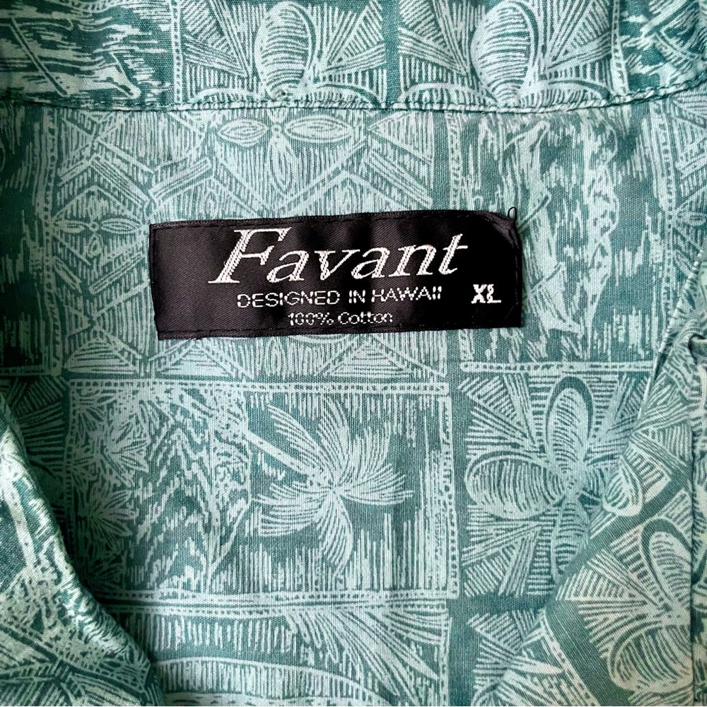 Men’s‎ Favant Blue Hawaiian Surfboard Print Button Down Shirt XL Beach Resort - Picture 8 of 9